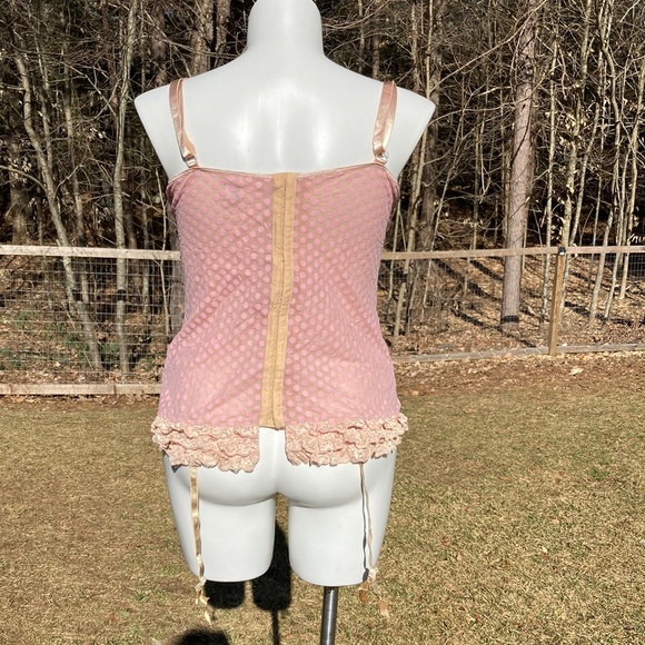 Torrid pink dots over nude corset style lingerie with garters size 44D, 2X - Picture 4 of 6